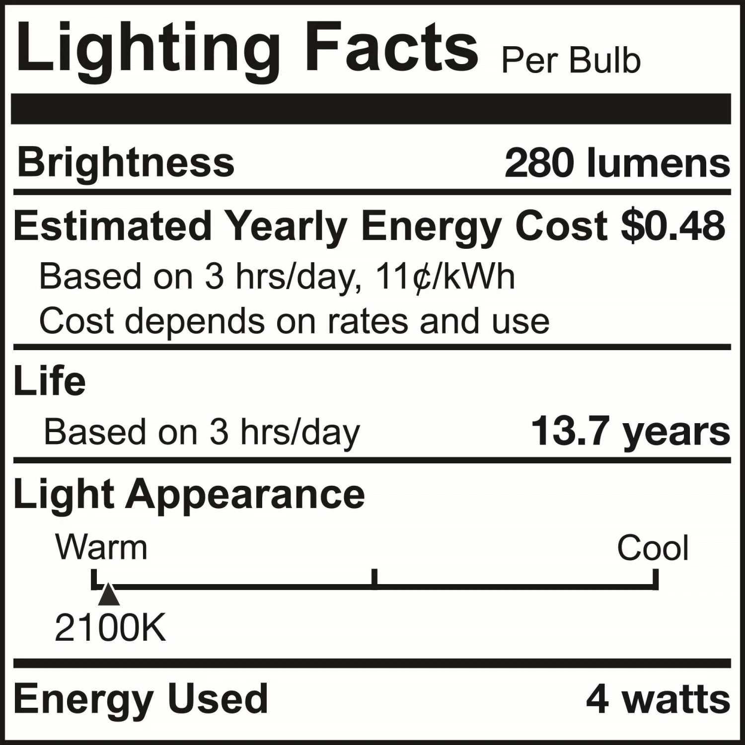 Dimmable 4 Watt 2100K LED Light Bulb 4 Pack By Bulbrite 8 Dimmable 4 Watt 2100K LED Light Bulb 4 Pack By Bulbrite - Image 6