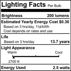 2.5 Watt 2700K G16 LED Light Bulb 4 Pack By Bulbrite 15 2.5 Watt 2700K G16 LED Light Bulb 4 Pack By Bulbrite -Light Bulbs Sales Store Bulbrite 862839 6