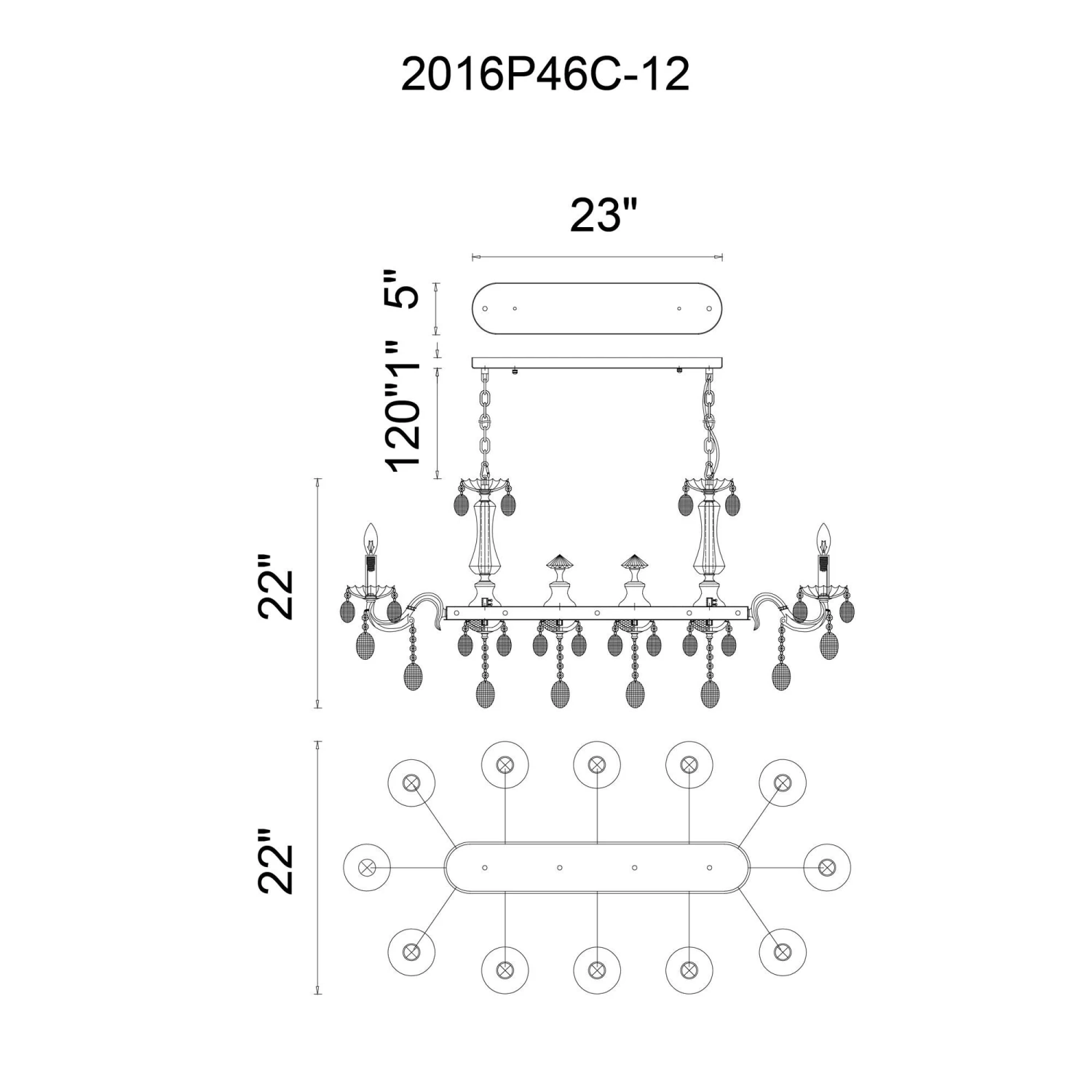 Flawless 46 Inch 12 Light Linear Suspension Light By CWI Lighting 8 Flawless 46 Inch 12 Light Linear Suspension Light By CWI Lighting - Image 6