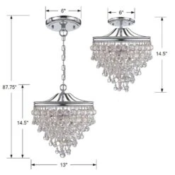 Calypso 13 Inch 3 Light Mini Chandelier By Crystorama -Light Bulbs Sales Store Crystorama 130 CH CEILING SPEC