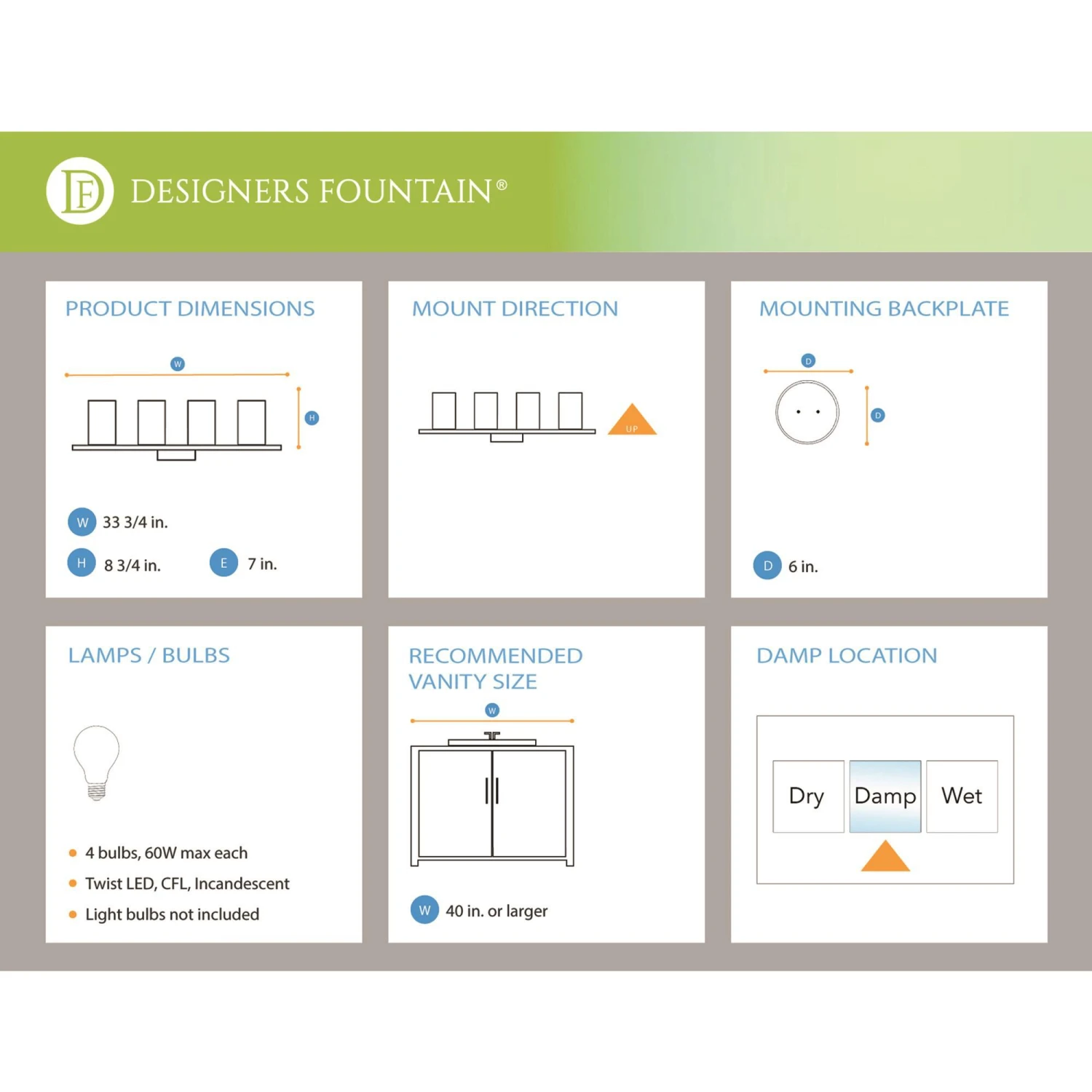 Matteson 33 Inch 4 Light Bath Vanity Light By Designers Fountain 4 Matteson 33 Inch 4 Light Bath Vanity Light By Designers Fountain - Image 2