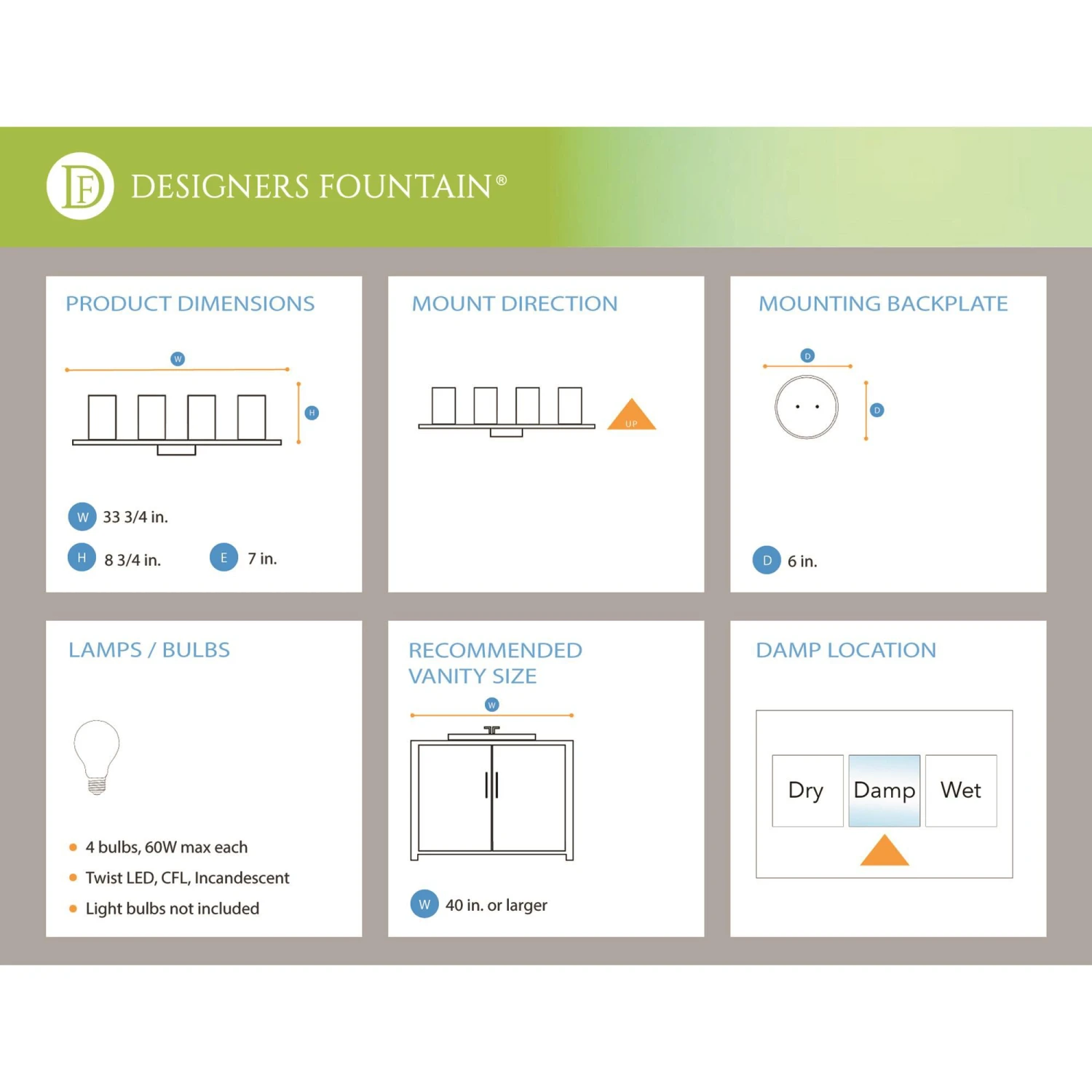 Matteson 33 Inch 4 Light Bath Vanity Light By Designers Fountain 7 Matteson 33 Inch 4 Light Bath Vanity Light By Designers Fountain - Image 5