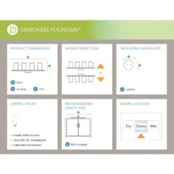 Ingo 33 Inch 4 Light Bath Vanity Light By Designers Fountain 13 Ingo 33 Inch 4 Light Bath Vanity Light By Designers Fountain -Light Bulbs Sales Store Designers Fountain D230M 4B MBIC