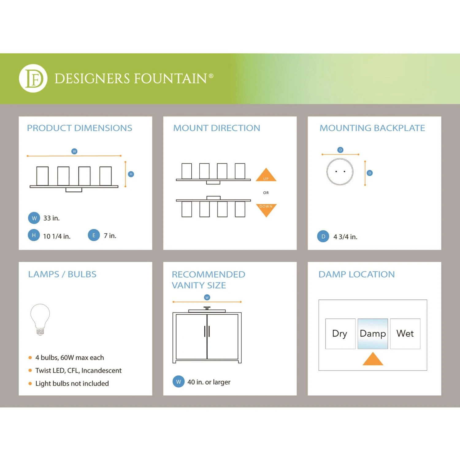 Ingo 33 Inch 4 Light Bath Vanity Light By Designers Fountain 10 Ingo 33 Inch 4 Light Bath Vanity Light By Designers Fountain - Image 8