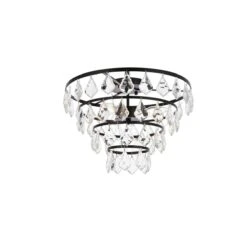 Ella 16 Inch 3 Light Flush Mount By Elegant Lighting -Light Bulbs Sales Store Elegant Lighting 1101F16BK 3