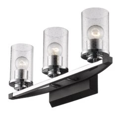 Mercer 22 Inch 3 Light Flush Mount By Golden Lighting -Light Bulbs Sales Store Golden Lighting 4309 BA320BLK SD204