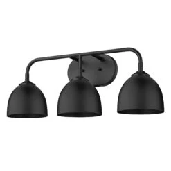 Zoey 24 Inch 3 Light Bath Vanity Light By Golden Lighting -Light Bulbs Sales Store Golden Lighting 6956 BA3BLK BLK3