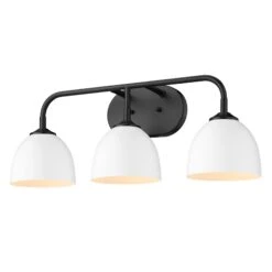 Zoey 24 Inch 3 Light Bath Vanity Light By Golden Lighting -Light Bulbs Sales Store Golden Lighting 6956 BA3BLK WHT