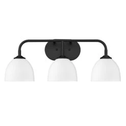 Zoey 24 Inch 3 Light Bath Vanity Light By Golden Lighting -Light Bulbs Sales Store Golden Lighting 6956 BA3BLK WHT2