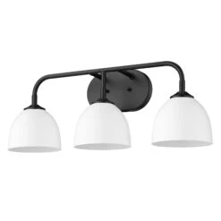 Zoey 24 Inch 3 Light Bath Vanity Light By Golden Lighting -Light Bulbs Sales Store Golden Lighting 6956 BA3BLK WHT3