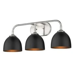 Zoey 24 Inch 3 Light Bath Vanity Light By Golden Lighting -Light Bulbs Sales Store Golden Lighting 6956 BA3PW BLK