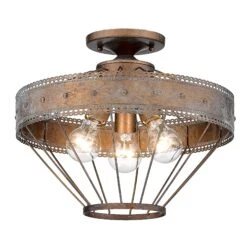 Ferris 15 Inch 3 Light Semi Flush Mount By Golden Lighting