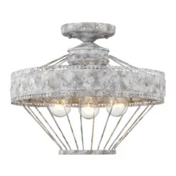 Ferris 15 Inch 3 Light Semi Flush Mount By Golden Lighting -Light Bulbs Sales Store Golden Lighting 7856 SFOY zoom