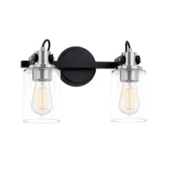 Fusion Brooklyn 13 Inch 2 Light Bath Vanity Light By Justice Design Group -Light Bulbs Sales Store Justice Design Group FSN 8192 CLER MBNK