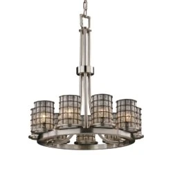 Wire Glass 23 Inch 9 Light Chandelier By Justice Design Group