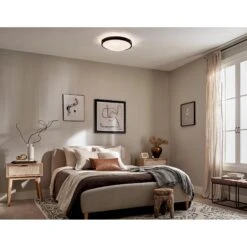 Lytham 17 Inch 3 Light Flush Mount By Kichler Lighting -Light Bulbs Sales Store Kichler Lighting Bedroom Lytham 42275BK Overall Day 1A