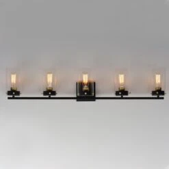 Pinn 39 Inch 5 Light Bath Vanity Light By Maxim Lighting -Light Bulbs Sales Store Maxim Lighting 12405CLBKSBR 02