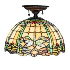 Tiffany Dragonfly 12 Inch 3 Light Semi Flush Mount By Meyda Lighting -Light Bulbs Sales Store Meyda Lighting 260208X10 4