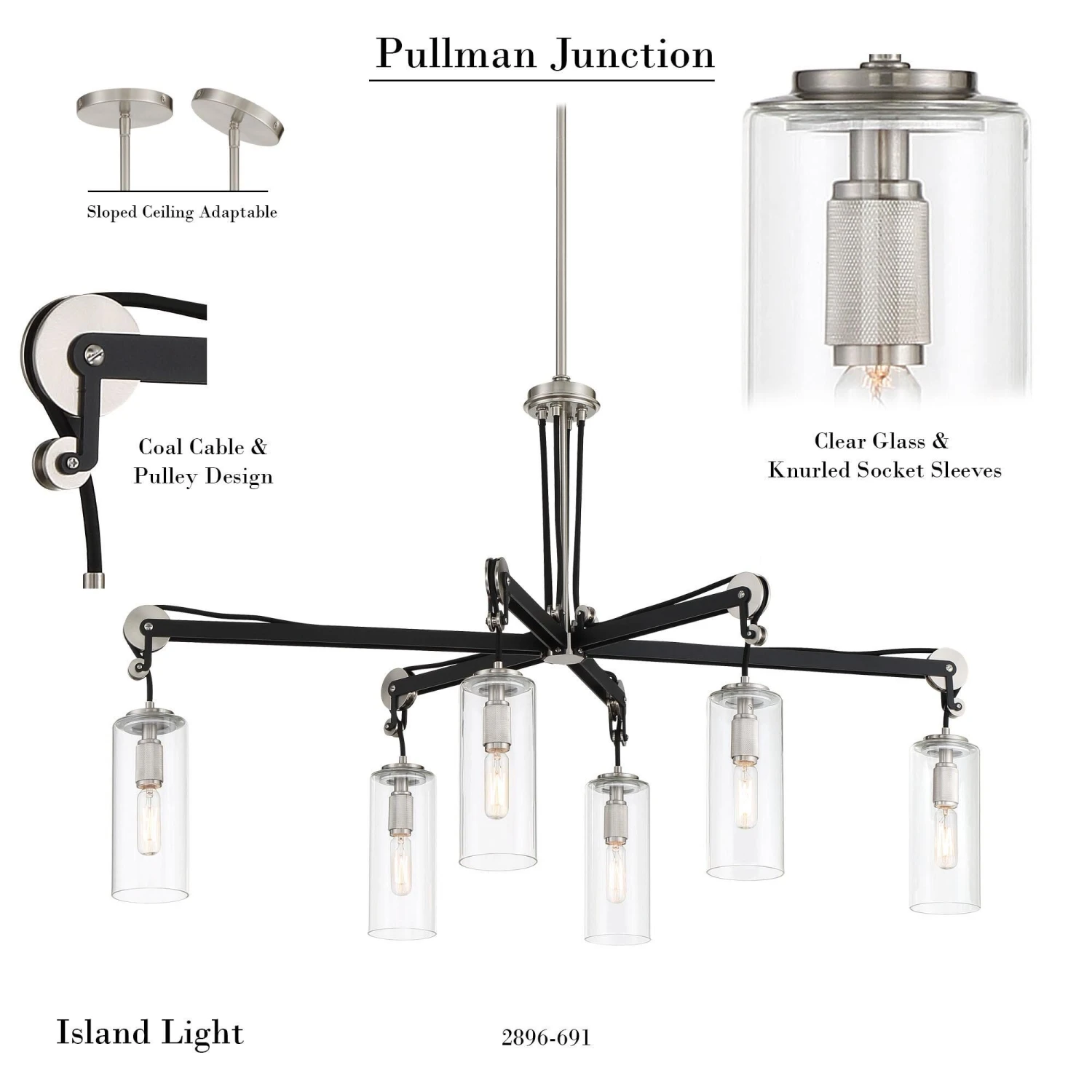 Pullman Junction 40 Inch 6 Light Linear Suspension Light By Minka Lavery 4 Pullman Junction 40 Inch 6 Light Linear Suspension Light By Minka Lavery - Image 2