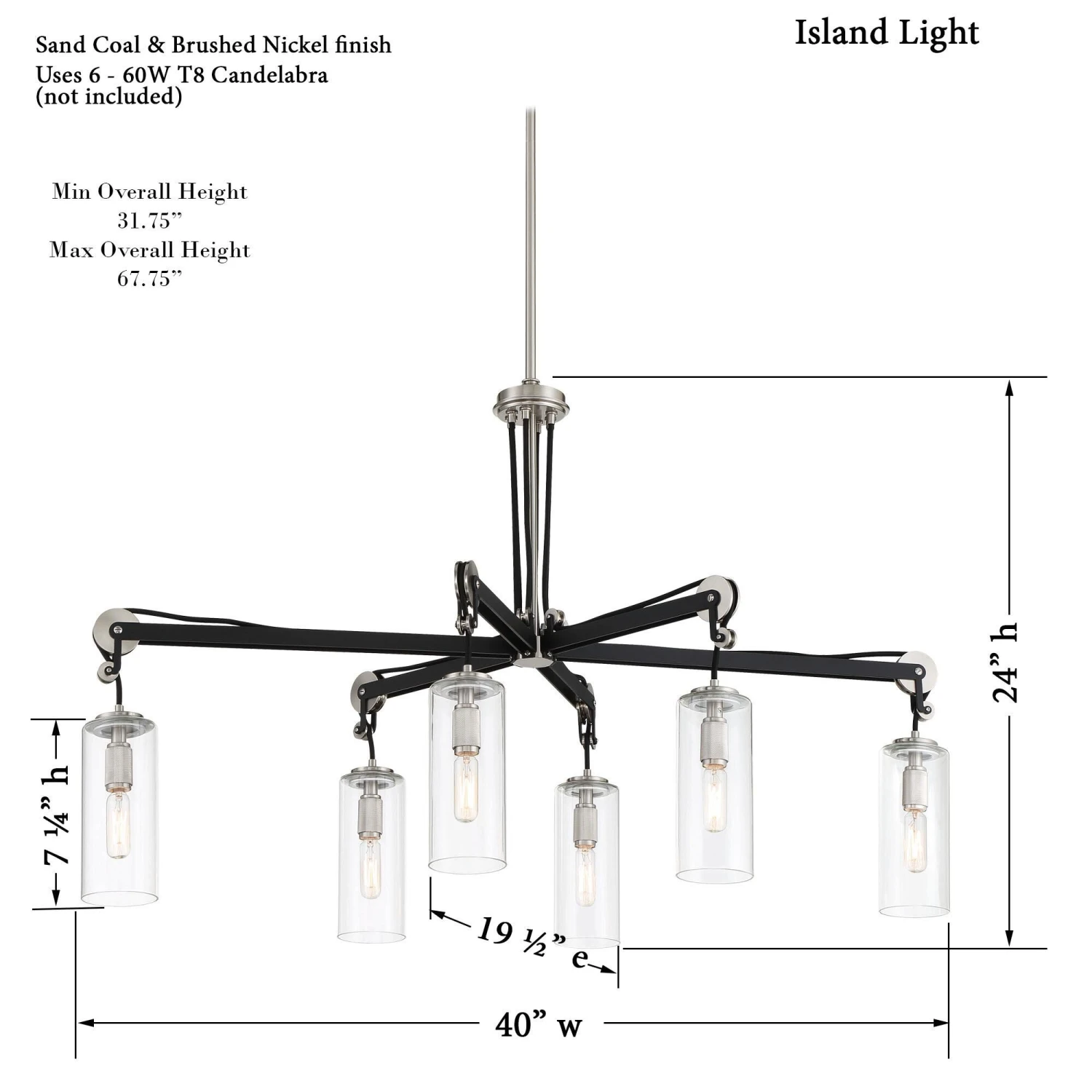 Pullman Junction 40 Inch 6 Light Linear Suspension Light By Minka Lavery 5 Pullman Junction 40 Inch 6 Light Linear Suspension Light By Minka Lavery - Image 3