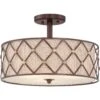 Brown Lattice 17 Inch 3 Light Semi Flush Mount By Quoizel 1 Brown Lattice 17 Inch 3 Light Semi Flush Mount By Quoizel -Light Bulbs Sales Store Quoizel BWL1717CC