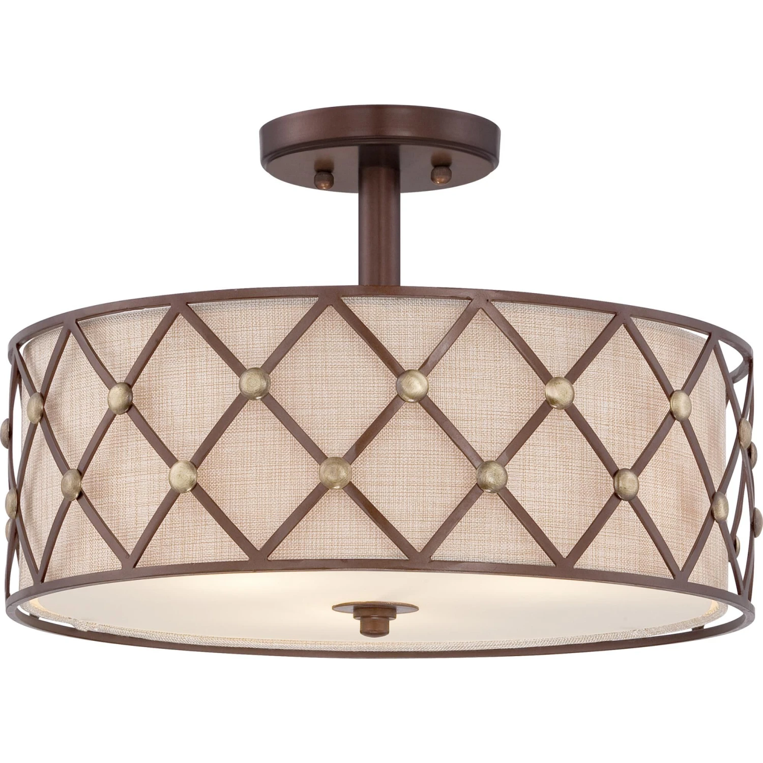 Brown Lattice 17 Inch 3 Light Semi Flush Mount By Quoizel 7 Brown Lattice 17 Inch 3 Light Semi Flush Mount By Quoizel - Image 5