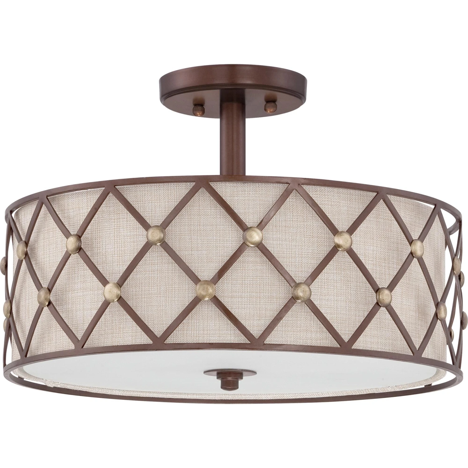 Brown Lattice 17 Inch 3 Light Semi Flush Mount By Quoizel 4 Brown Lattice 17 Inch 3 Light Semi Flush Mount By Quoizel - Image 2