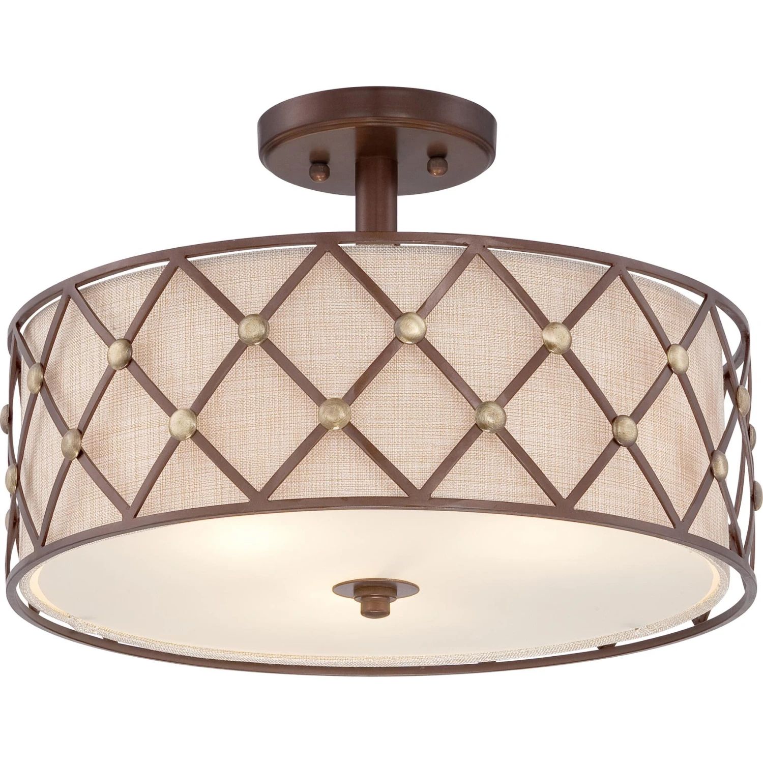 Brown Lattice 17 Inch 3 Light Semi Flush Mount By Quoizel 5 Brown Lattice 17 Inch 3 Light Semi Flush Mount By Quoizel - Image 3