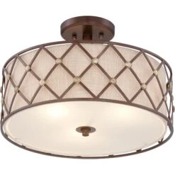 Brown Lattice 17 Inch 3 Light Semi Flush Mount By Quoizel 10 Brown Lattice 17 Inch 3 Light Semi Flush Mount By Quoizel -Light Bulbs Sales Store Quoizel BWL1717CC 4