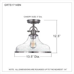 Grant 13 Inch 1 Light Semi Flush Mount By Quoizel -Light Bulbs Sales Store Quoizel GRTS1714BN DIM