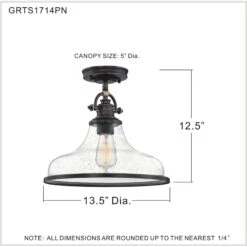 Grant 13 Inch 1 Light Semi Flush Mount By Quoizel -Light Bulbs Sales Store Quoizel GRTS1714PN 12