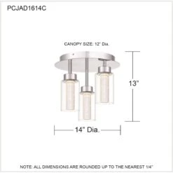 Jade 14 Inch 3 Light LED Flush Mount By Quoizel -Light Bulbs Sales Store Quoizel PCJAD1614C DIM