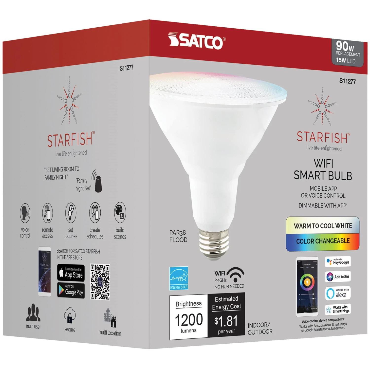 Dimmable 15 Watt 2700-5000K PAR38 LED Light Bulb By Satco 5 Dimmable 15 Watt 2700-5000K PAR38 LED Light Bulb By Satco - Image 3
