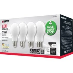 Dimmable 11 Watt 3000K A19 LED Light Bulb By Satco -Light Bulbs Sales Store Satco S12439 306