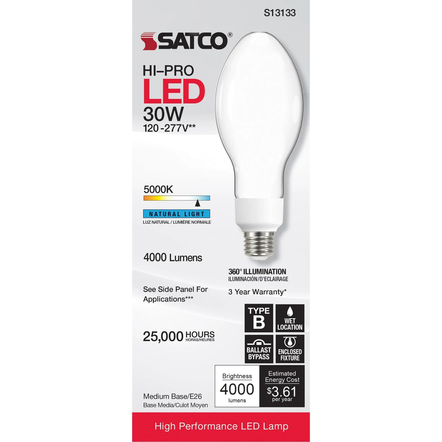 30 Watt 5000K LED Light Bulb By Satco 7 30 Watt 5000K LED Light Bulb By Satco - Image 5