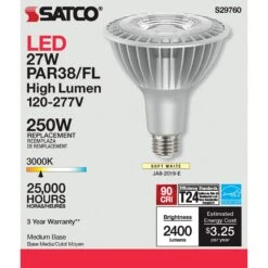 27 Watt 3000K PAR38 LED Light Bulb By Satco 11 27 Watt 3000K PAR38 LED Light Bulb By Satco -Light Bulbs Sales Store Satco S29760 300