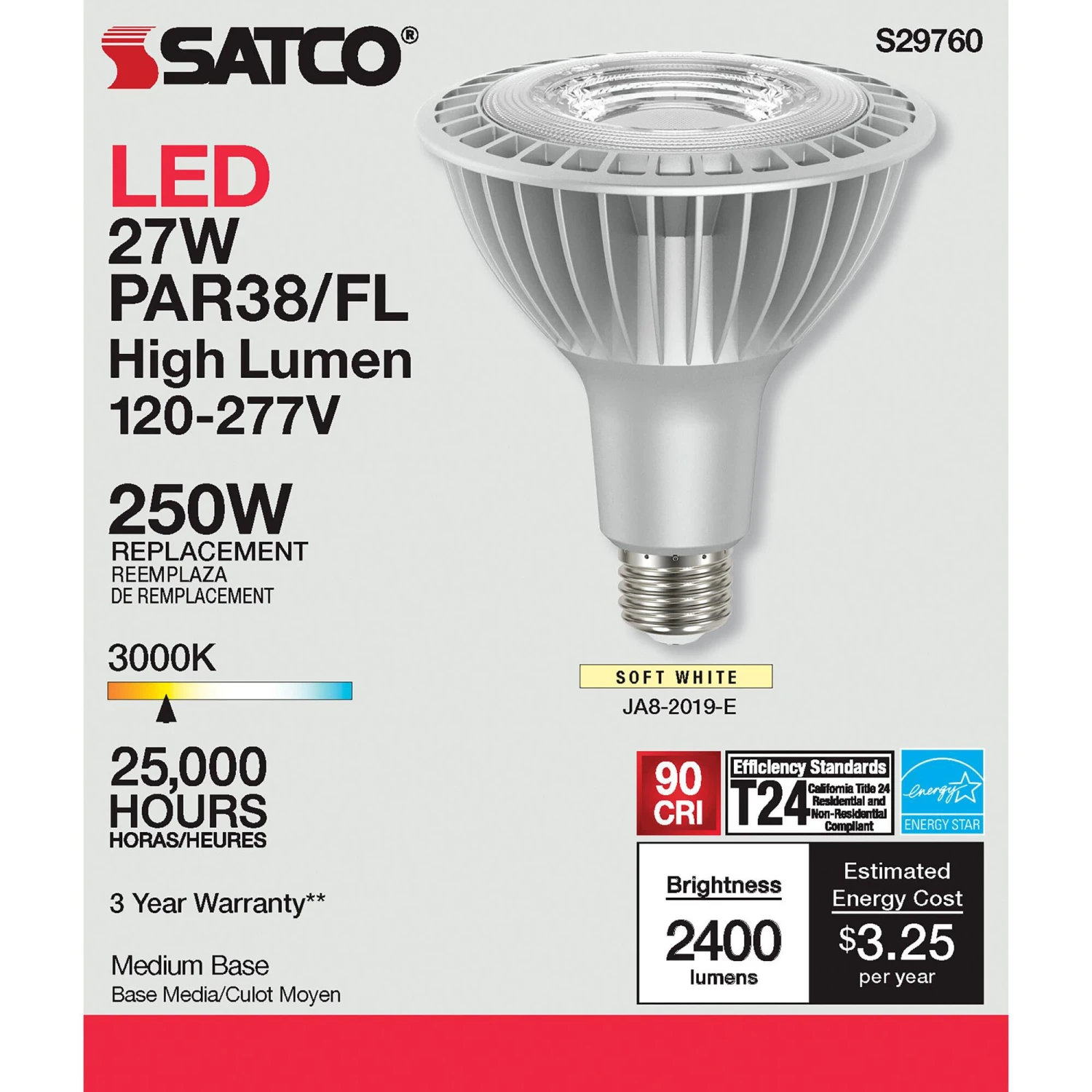 27 Watt 3000K PAR38 LED Light Bulb By Satco 7 27 Watt 3000K PAR38 LED Light Bulb By Satco - Image 5