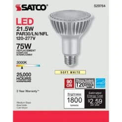 21.5 Watt 3000K PAR30LN LED Light Bulb By Satco -Light Bulbs Sales Store Satco S29764 300