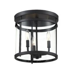 Penrose 12 Inch 3 Light Semi Flush Mount By Savoy House 27 Penrose 12 Inch 3 Light Semi Flush Mount By Savoy House -Light Bulbs Sales Store Savoy House 6 1043 3 BK E