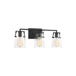 Drew & Jonathan Crofton 24 Inch 3 Light Bath Vanity Light By Visual Comfort Studio Collection -Light Bulbs Sales Store Visual Comfort Studio Collection FS DJV1033MBK 3Q